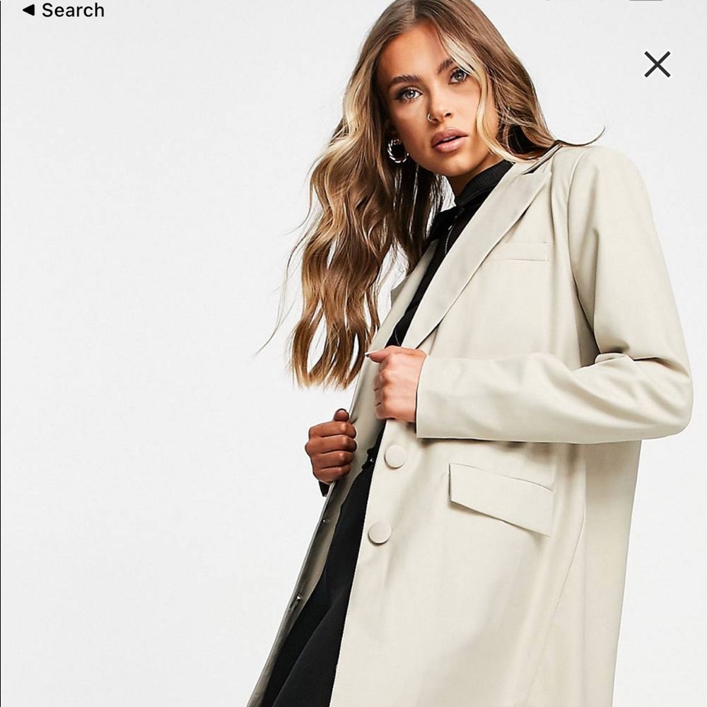 NA-KD blazer style longline coat in sand